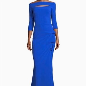 Chiara Boni La Petite Robe Kate Slit Detail Boat Neck Dress Royal Blue S…